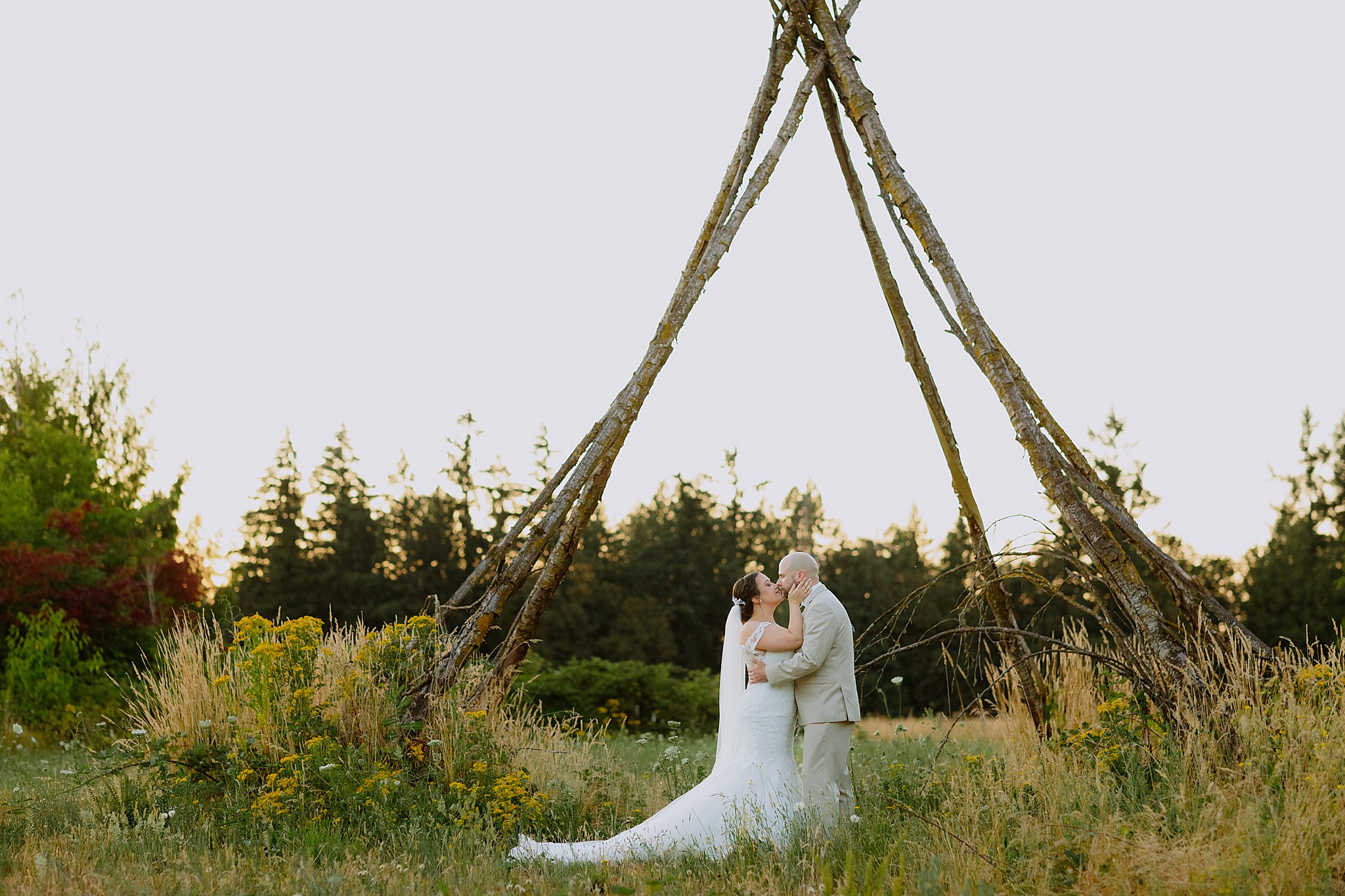 Lavender Owl Farm Golden Hour Wedding Couple